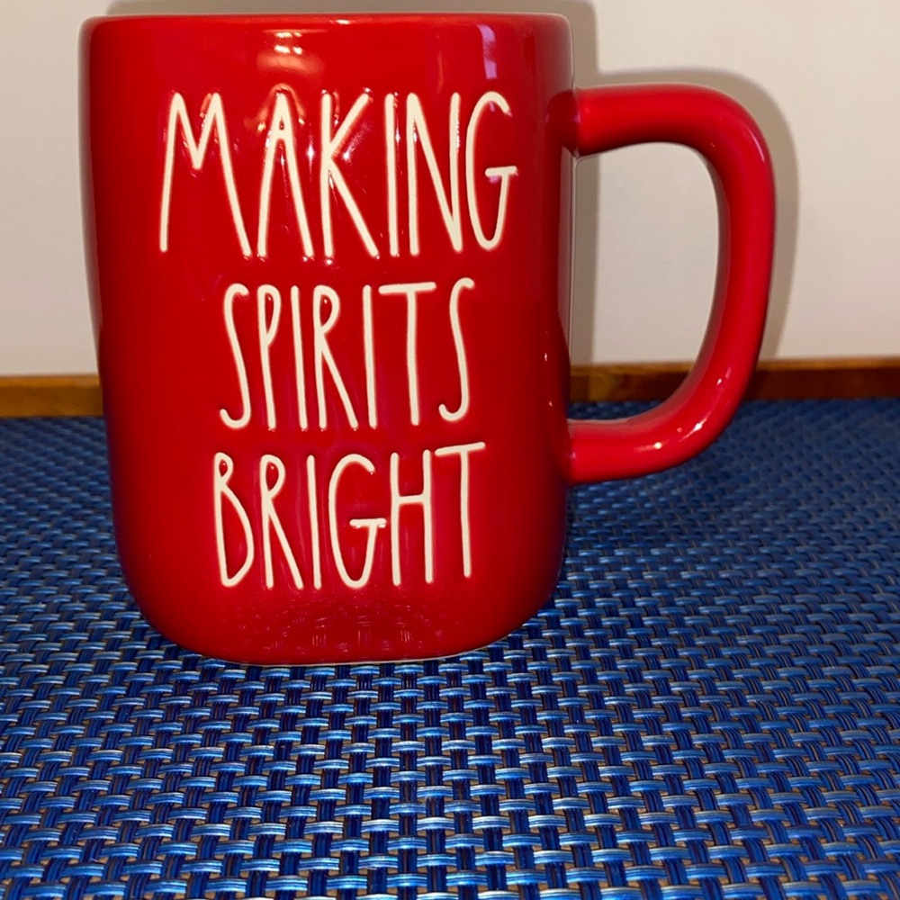 Rae Dunn Making Spirits Bright mug, red, Christmas